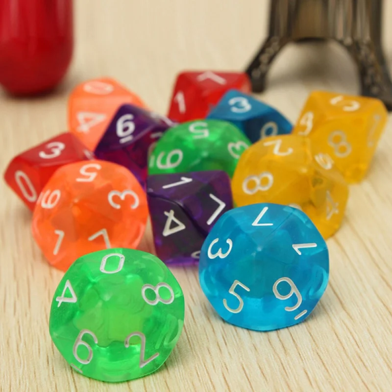 TRPG Pearlized Effect D10 Dice 10 Sided Games Dices Colorful Desktop Game 10PCS/lots acrylic dice game dice dice set