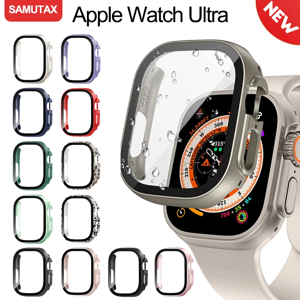 Vidro + Case para Apple Watch Ultra 49mm Impermeável PC Bumper