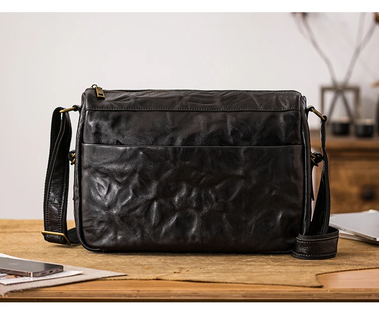 PNDME Designer handgemachte pflanzlich gegerbte Rindsleder Männer große Kapazität Umhängetasche Outdoor-Reise echtes Leder Umhängetasche – Detail 22