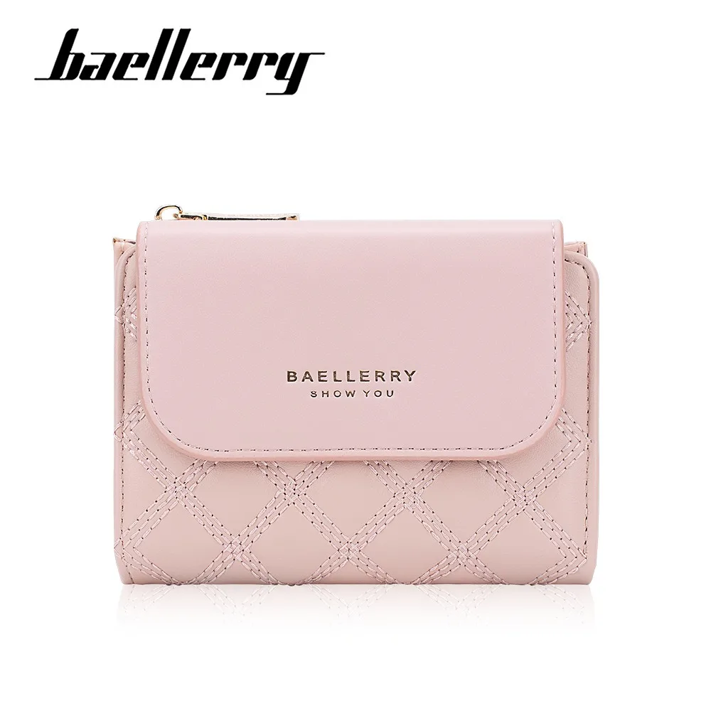 Baellerry Women's Short Wallet PU Leather Fashion Zip Coin Purse with Card Slots Slim Mini Wallet Gift for Her
