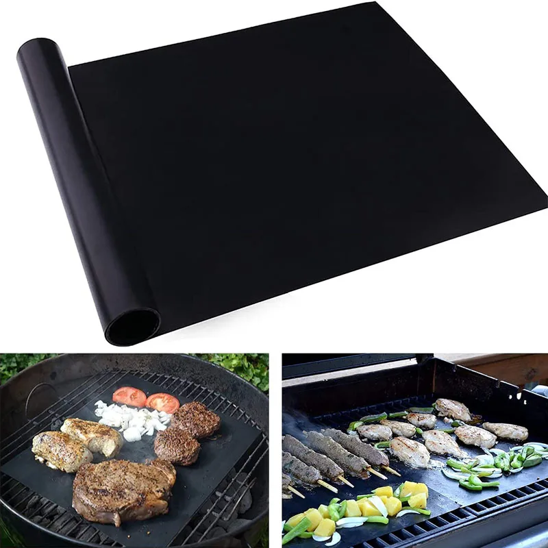 NonstickBBQGrillMatReusableHeavyDutyUnderGrillBakingMatEasy