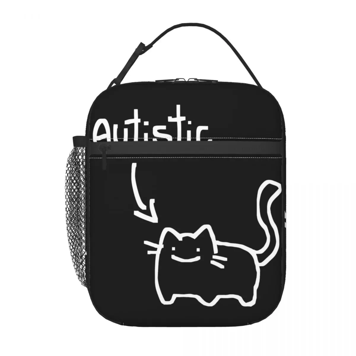 

Autistic Cat Insulated Lunch Bag Tote Food Handbag