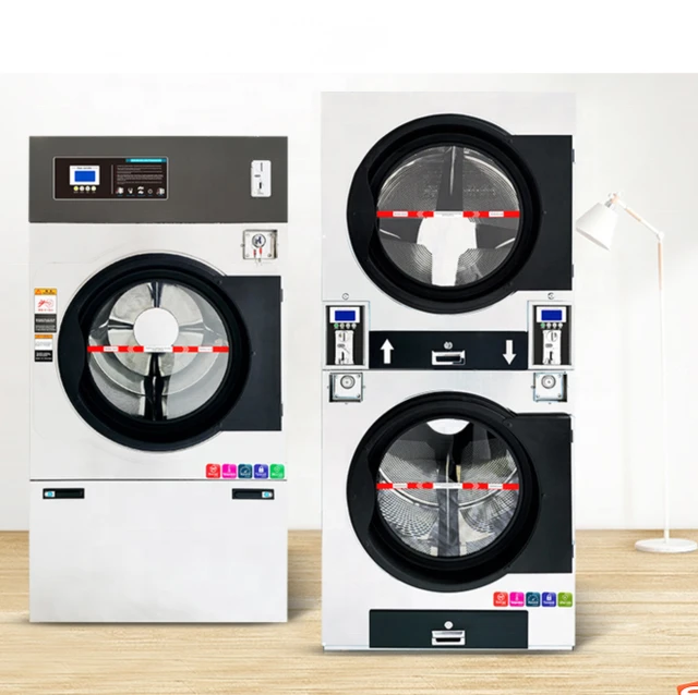 Colonne lave-linge sèche-linge professionnel - monnayeur à pièces intégré -  11 kg