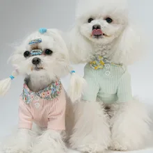 

Sweet Floral Pet Dog Polo Shirt Half Coat for French Bulldog Summer Outdoor Protective Kitten Hoodies Classic Clothes for Cats