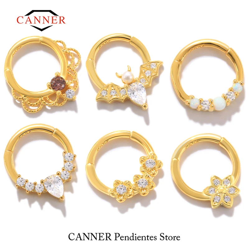 CANNER 925 Sterling Silver Ear Cuff Ear Clip Earrings for Women Colorful Zircon Ear Buckle Earring Fake Piercing Earings Jewelry