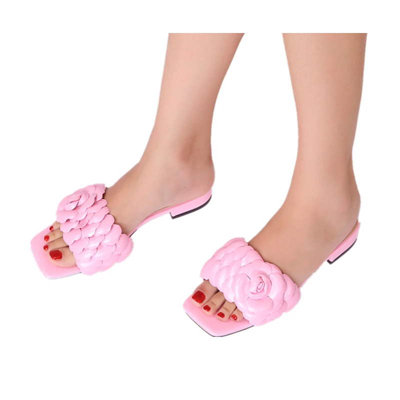 Free Shipping Women Sandals Summer Italian Design Flower Decoration Cute Wedding Party Lover Christmas Gift Pink Black Silver