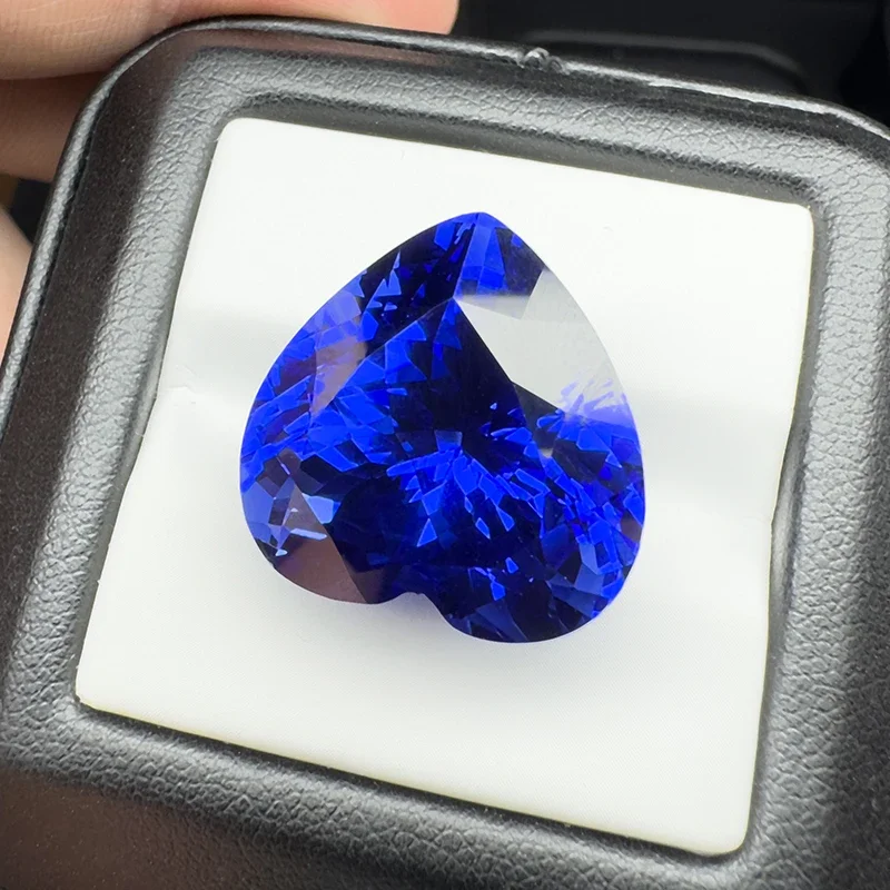 Lab Grown Sapphire Royal Blue Heart Cut 20x20mm 42.05ct VVS1 Gemstone for Diy Jewelry Making with AGL Certificate