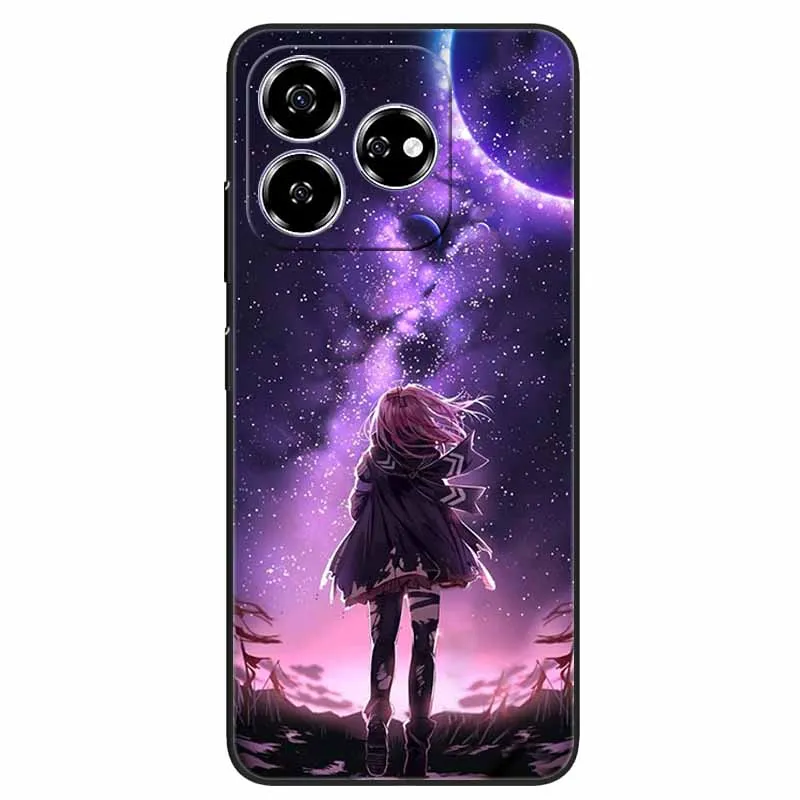 Stylish Black TPU Soft Silicone Phone Cover with Artistic Design