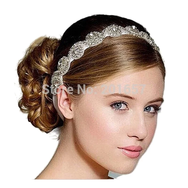 

2023 new Wholesale and Retail fashion handmade crystal beads bridal wedding elastic hairband headband hair accessories