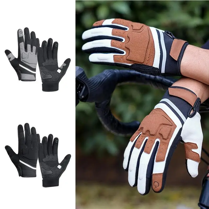 Reflective Padded Cycling Gloves Touchscreen Shock-Absorbing 3
