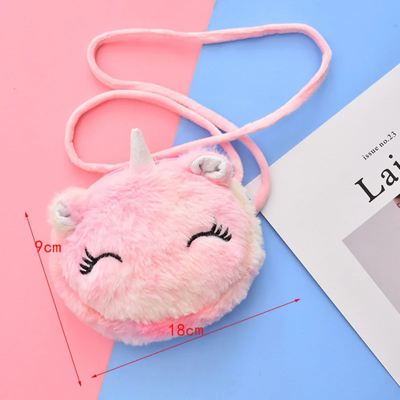 Random Color Girls Cute Unicorn Corduroy Shoulder Bag Crossbody