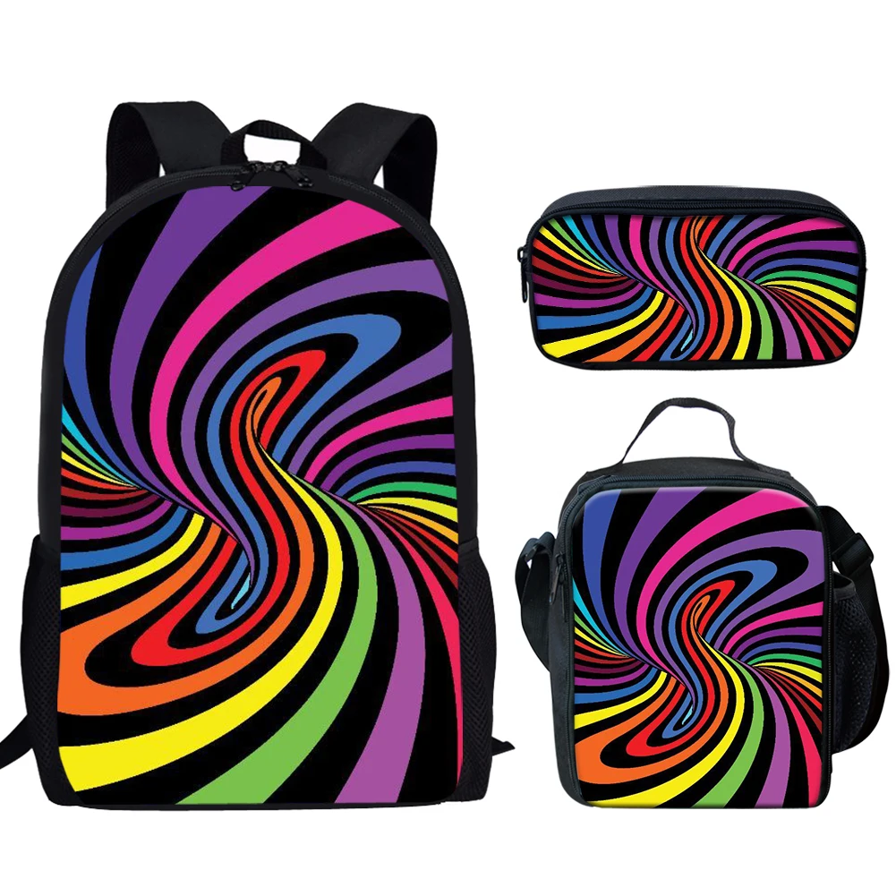 Rainbow Pride Stripes Print 3Set School Bags for Teen Boys Casual Backpack for Boys Girls Schoolbags Large Capacity Backpackss