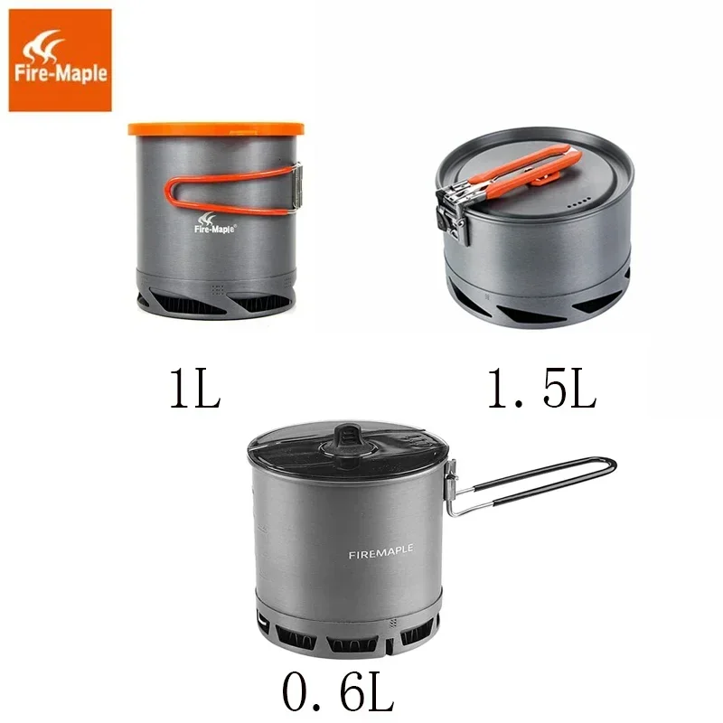 Fire-Maple Heat Exchanger Pot Aluminum Travel Picnic Cookware Portable Camping Supplies Kitchen Cooker 600ml/1000ml/1500ml