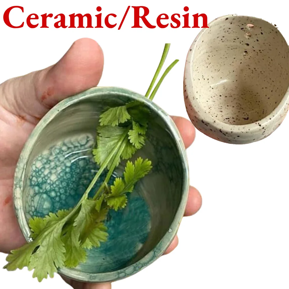Handmade Pottery Herb Stripper Bowl Different Round Hole Sizes For Peeling Off The Leafy Assembly Of Cilantro Rosemary