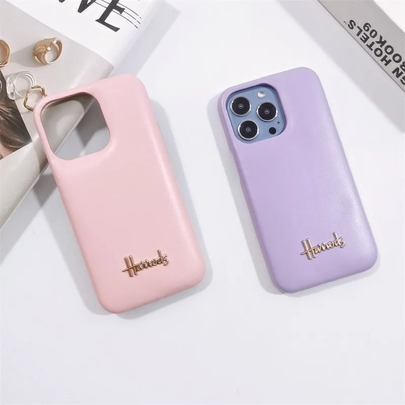 

Business Metallic Letter Couple Phone Cover Case For Iphone 15 14 13 12 11 Pro Max Luxury Pu Leather Coque Fundas