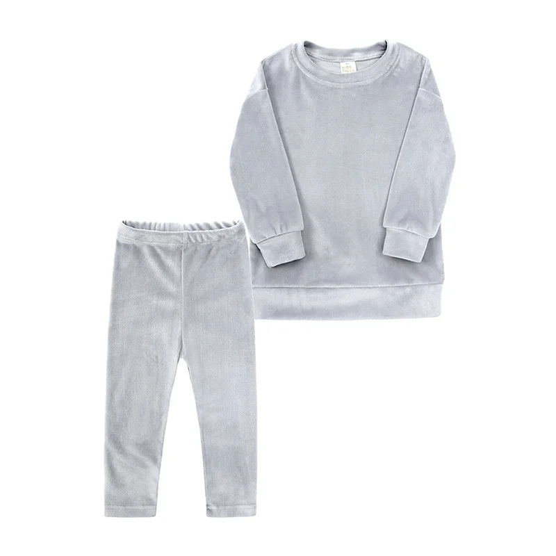 1-7Y 소녀 패션 벨벳 의상 풀오버 탑 + 레깅스 바지 의류 겨울 2Pcs 어린이 Tracksuit 세트