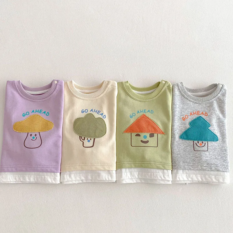 Cute Cartoon Patch Kids Hoodie Sweatshirt for Boys and Girls