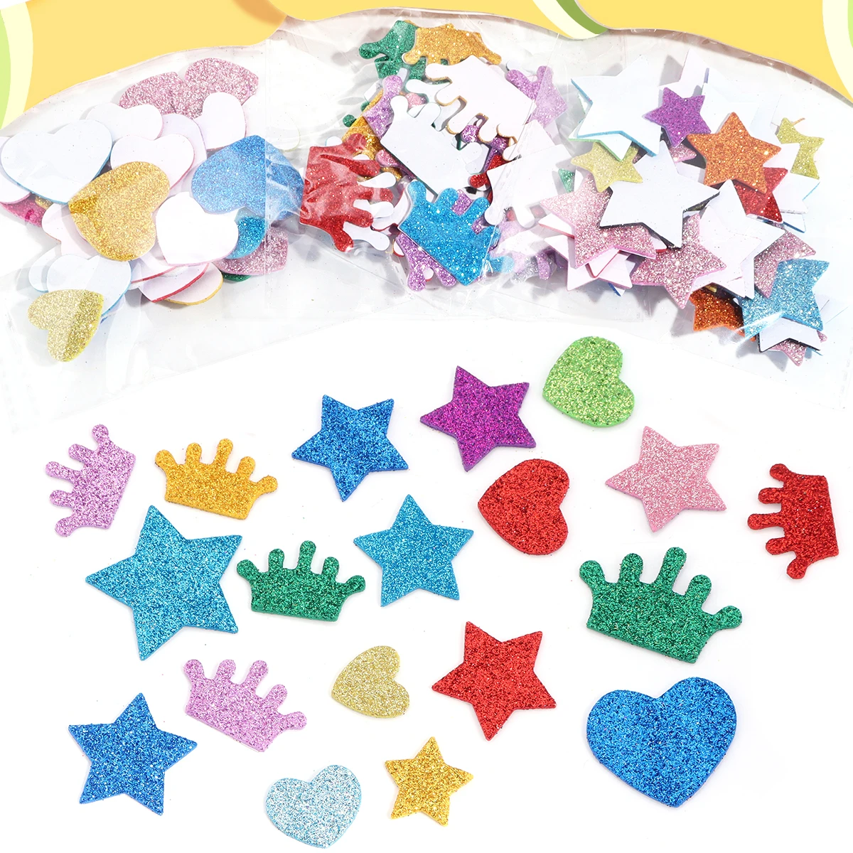Decorative Stickers Stationery Stickers Stationery Supplies Mix Color Glitter Foam Stickers Self Adhesive EVA Stickers Kid's Arts Craft Supplies Greeting Cards Home Decoration Toy