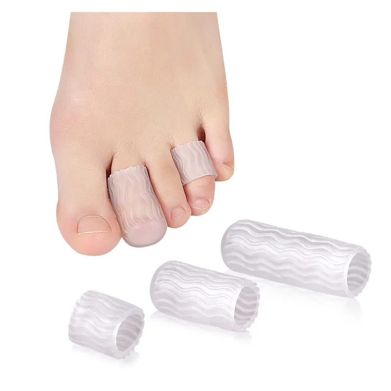 2Pcs Silicone Gel Little Toe Tube Corns Blisters Corrector Pinkie Protector Gel Bunion Toe Finger Protection Sleeve