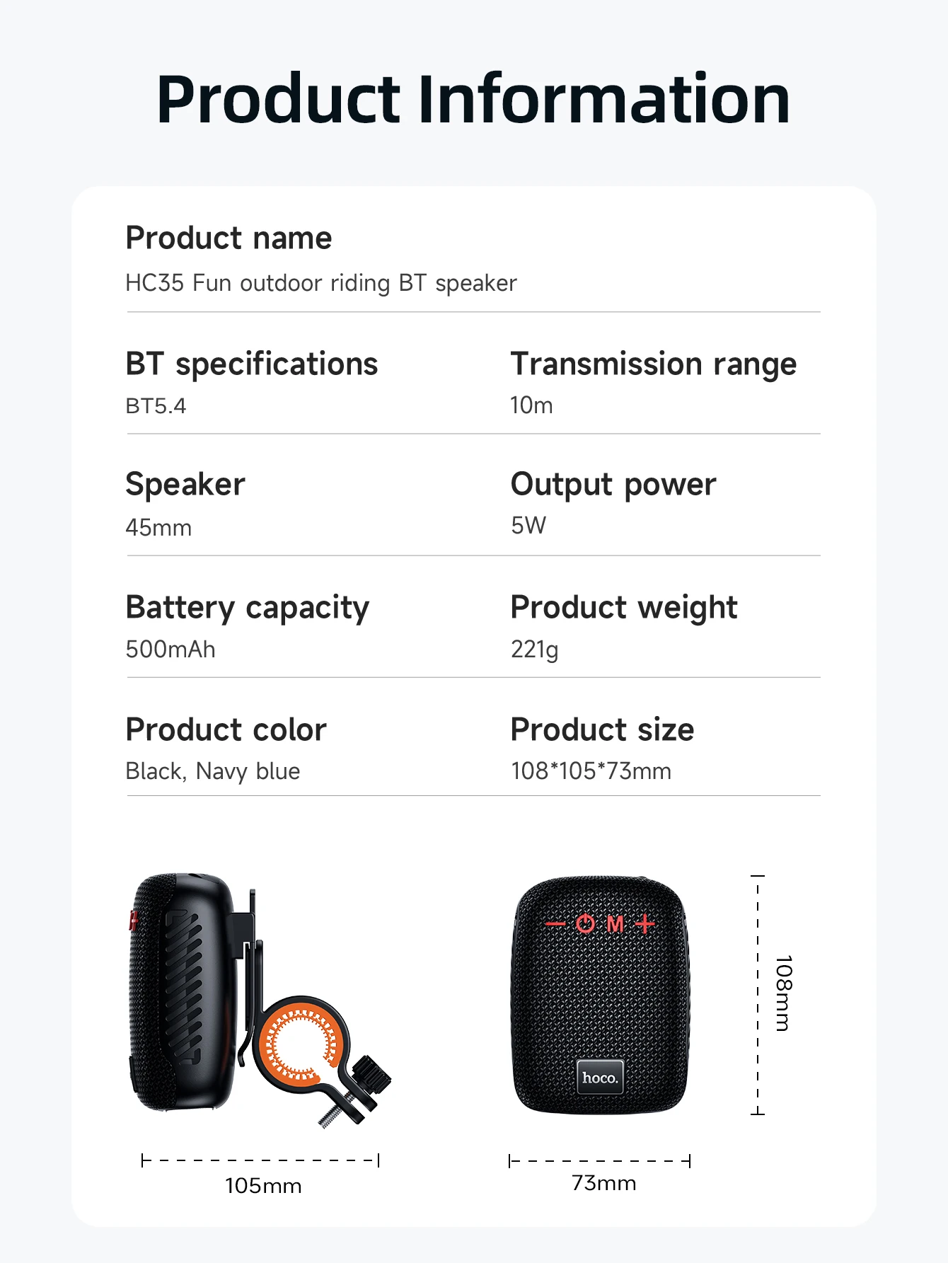 HOCO HC35 Portable Bluetooth Speaker for Bike