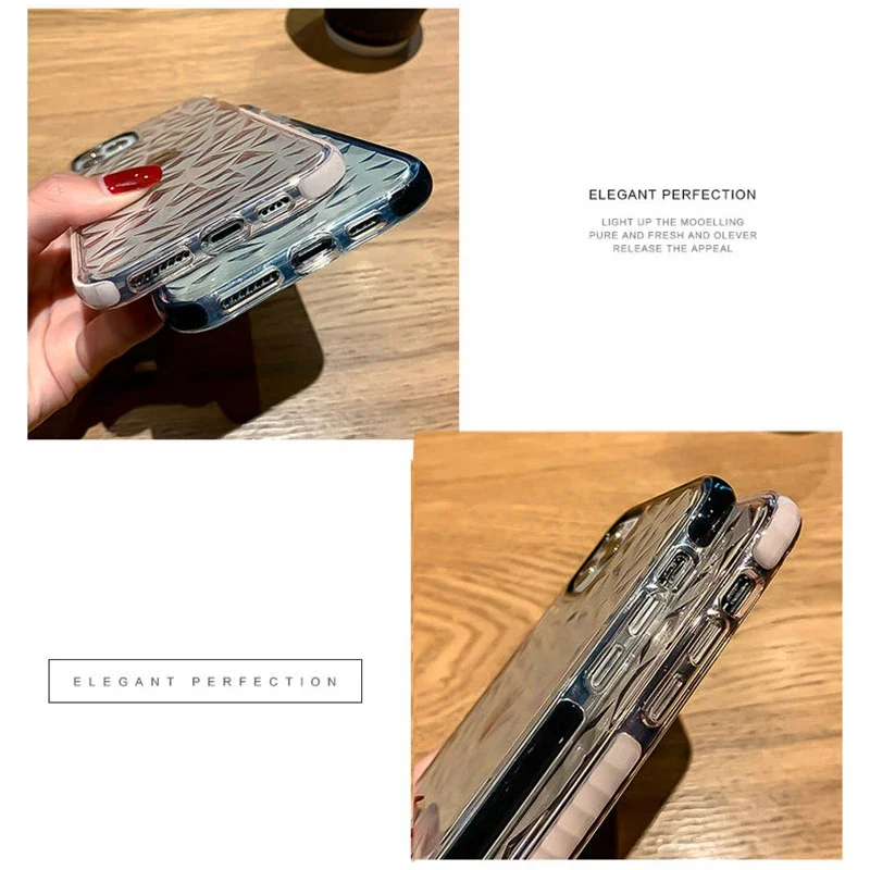 Luxury Diamond Texture Clear Shockproof Silicone Phone Case