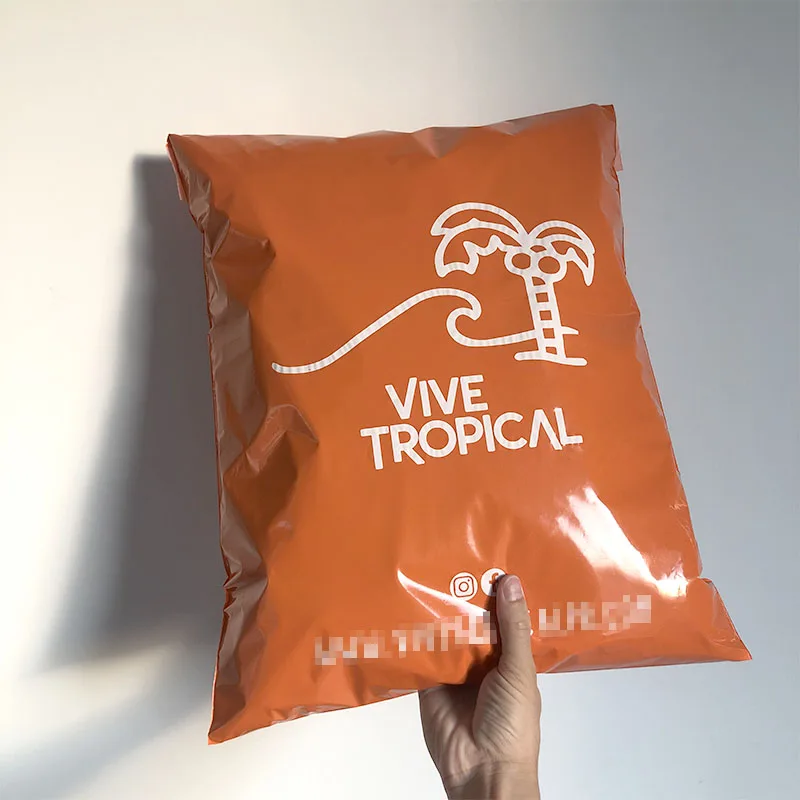 100pcs Waterproof Custom Printed Orange Mailer Mailing Express Self Seal Plastic Packaging Bags 4