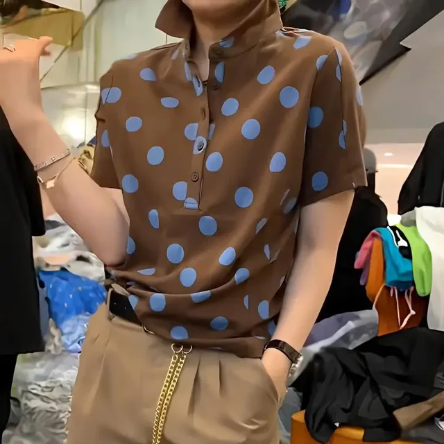 Woman T Shirt 100℅ Cotton Polo Neck Women Slim Women's Clothing Trend 2025 Synthetic Korean Offer Wholesale New Cheap Tops