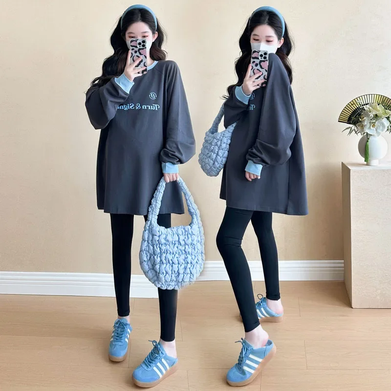 Maternity Hoodie Oversize Long Sleeve Trendy Mom Casual Simple Style plus Size Sweatshirt Spring Women Clothes