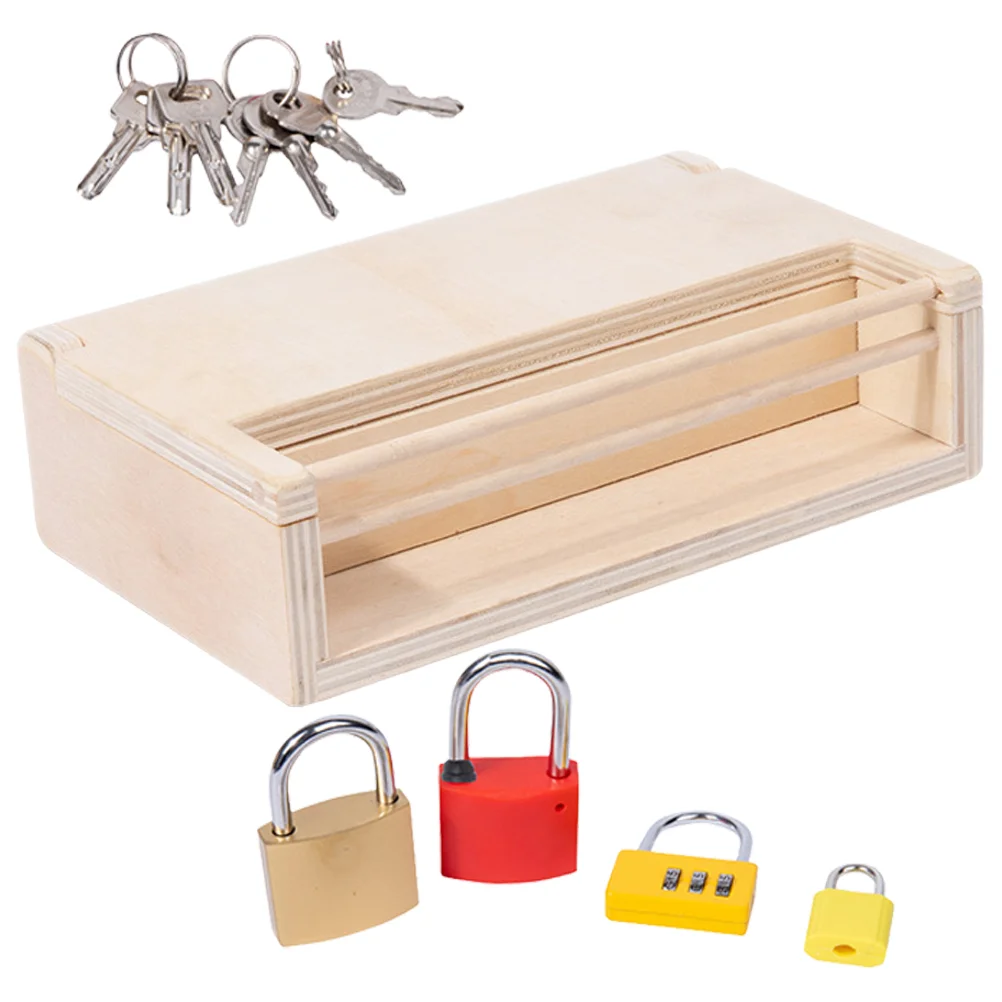 Early Education Holding Box Wooden Toy Educational for Toddler Keys Locks Learning Toys Children and Kid Baby