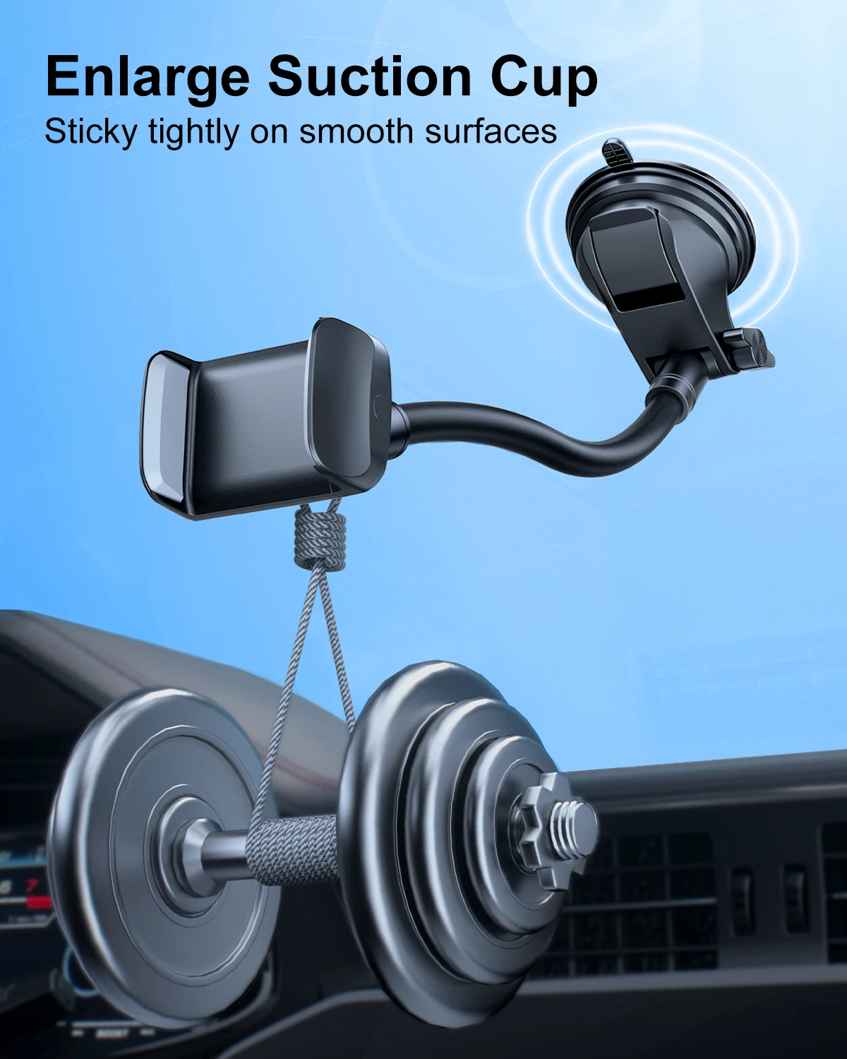 Eary Car Phone Holder For Dashboard Adjustable Strong Suction Shockproof Stand Mount For Window Universal Gravity Clip Bracket