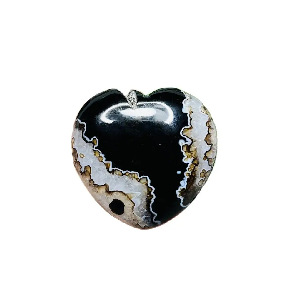 Natural Rock Black Geode Heart-shaped Agate Crystal Cluster Quartz Witch Prayer Meditation Divination Crystal  gemstones Healing