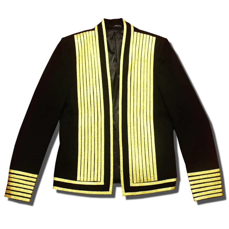 Men Suits Jackets Style Gold Stripe Korean Slim Suit Men's Walk Show Fashion Nightclub Blazer Performance Clothing Stylist Blazer Hombre