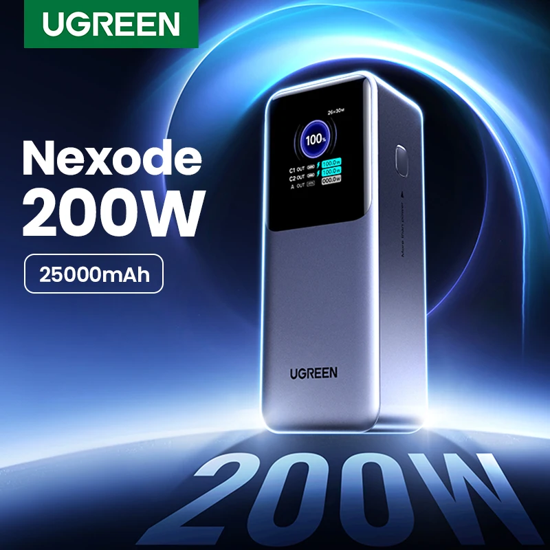  UGREEN Nexode 200W 25000mAh Power Bank Portable PD External Battery PowerBank for Macbook Pro for iPad Fast Charge Power Station 