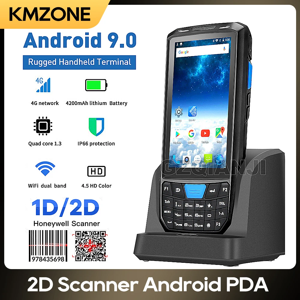 

Прочный портативный Android 9,0 POS PDA сканер штрих-кодов 1D 2D считыватель QR-кодов Honeywell 4G WiFi