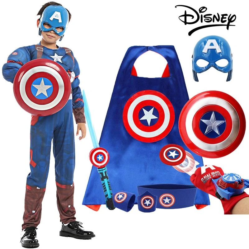 Disfraz de Marvel de Disney para niños, capa de Capitán América, Escudo de ligera, Arma de sonido, de Spiderman, disfraces de fiesta de Halloween| | - AliExpress