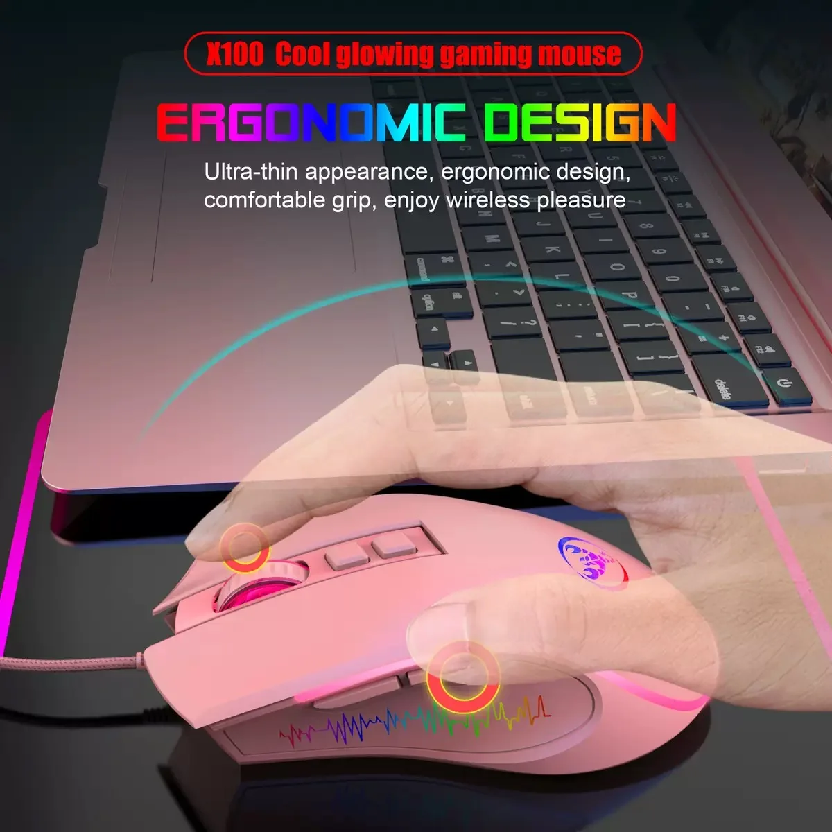 Ensemble clavier et souris filaire ultra-compact avec éclairage rgb_voghion.com