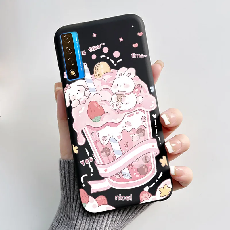 Floral Pattern Shockproof Case - Fashion Cartoon Design, Soft Black Cover