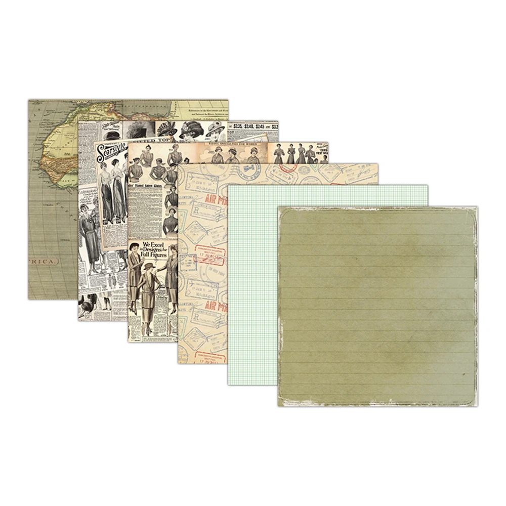 12 Pieces Decorative Paper Map Style 6-inch Background Paper