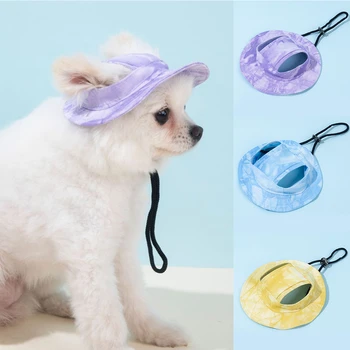 Pet Hat with Ear Holes Summer Outdoor Cute Dog Cat Hat Colorful Adjustable Baseball Cap for Small Medium Dogs Cats Pet Supplies 1