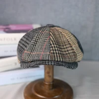 Men Newsboy Hats Wool Autumn Vintage Herringbone Octagon Cap Women Casual Splicing Berets Gatsby Flat Hat 81 5