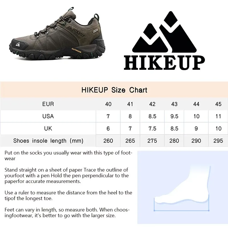 HIKEUP/Всесезонная Мужская туристическая обувь для спорта на открытом воздухе из натуральной кожи, износостойкая обувь для альпинизма, кроссовки для треккинга на резиновой подошве