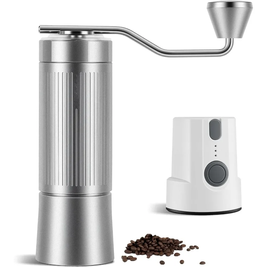 2 in 1 Electric and Manual USB Rechargeable Coffee Bean Grinder with 40mm Burr for Espresso French Press Home Travel Camping Co