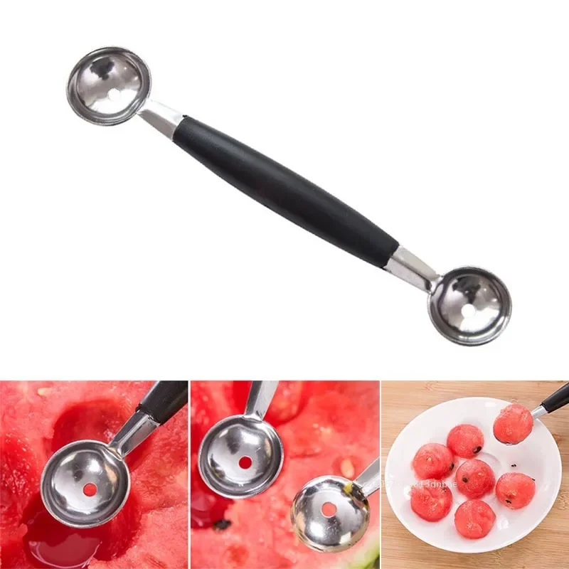 2 stuks dubbele kop fruit ijs bal lepel, roestvrij staal meloen baller, gladde ronde meloen ballen meloen schep voor watermeloen/ijs/fruit/sorbet/gehaktbal