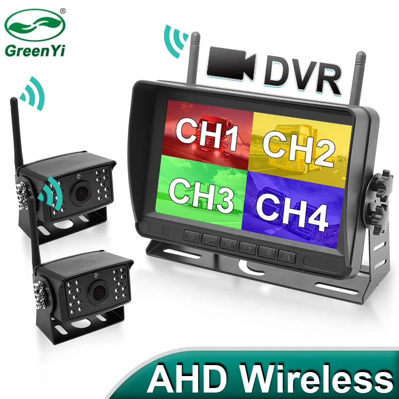 Wireless AHD 7 inch DVR Monitor 720P High Definition Night Vision Reverse Backup Recorder Wifi Camera For Bus Car Truck GreenYi car display,car rear view camera,monitor display,car parking monitor