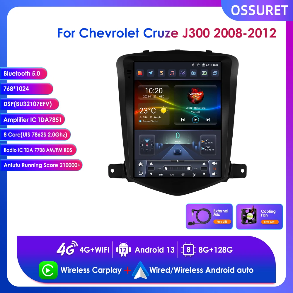 

Автомагнитола 2 Din для Chevrolet Cruze J300 9,7-2008, 2012 дюйма, Android 13