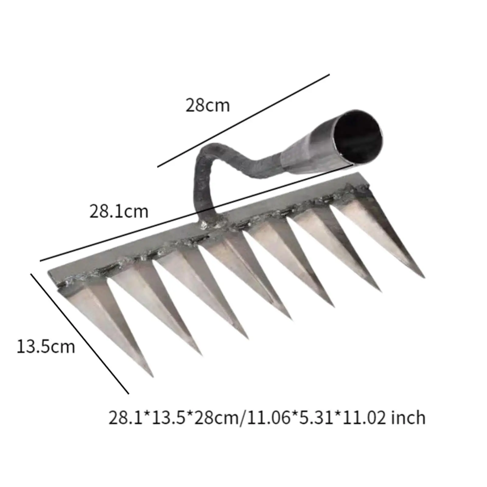 Garden Hand Rake Metal Weeding Rake for Loosening Tilling Soil Backyard