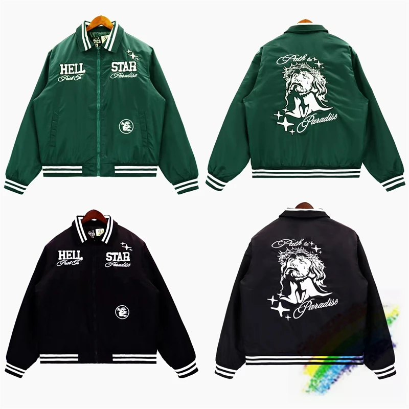 

Зеленая Черная бейсбольная куртка Hellstar Studios для женщин и мужчин, одежда из плотной ткани высшего качества