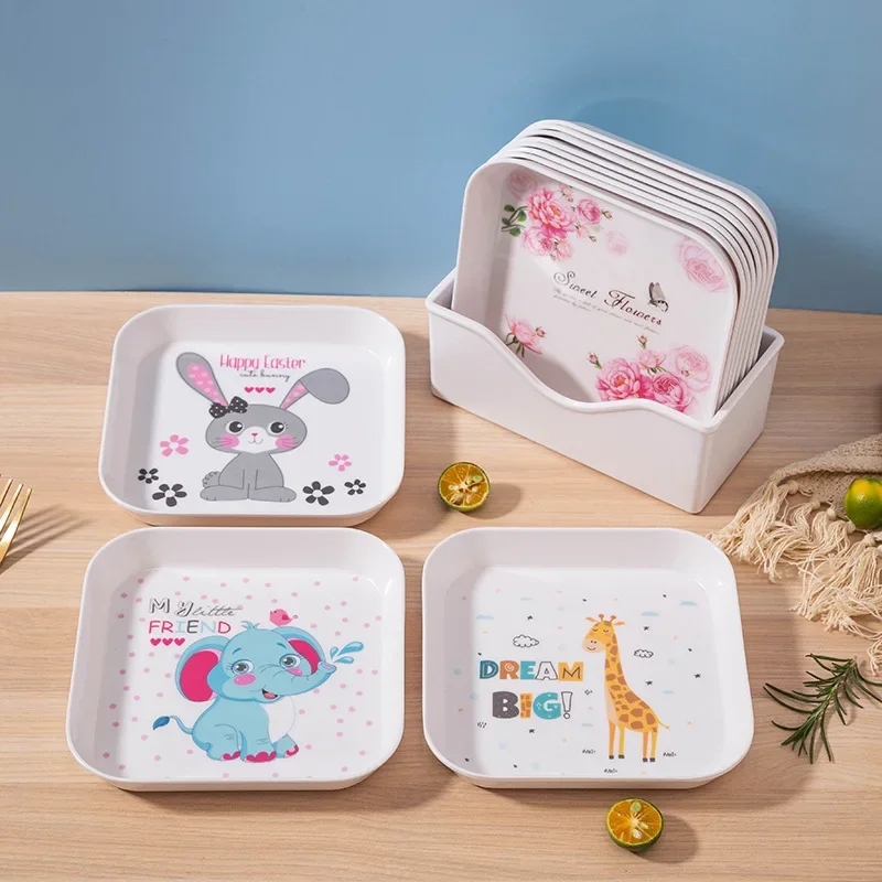 Korean Cartoon Plastic Tray, Multifunction Snack Cake Plate, Spit Bone Dish, Small Disk, Home Kitchen Accessories Supplies 3