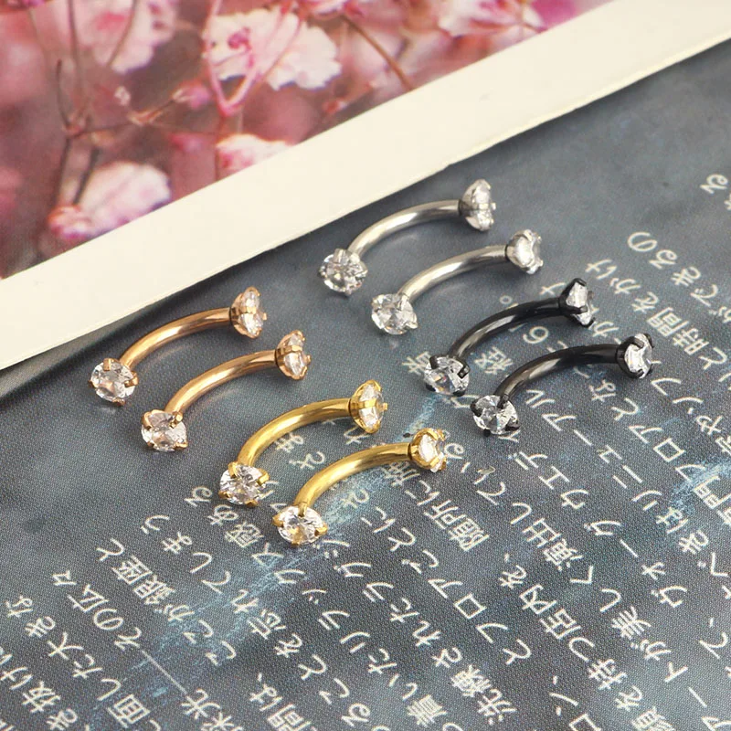 wholesales stainless steel eyebrow ring banana daith eyebrow jewelry 16g cartilage earrings helix barbell conch piercing