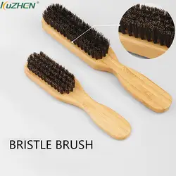 Wood Handle Boar Bristle Cleaning Brush Hairdressing Beard Brush Anti Static Barber Hair Styling Comb Shaving Tools For Men